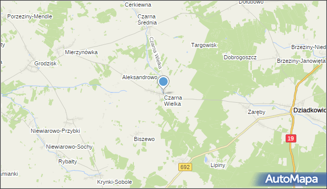 mapa Czarna Wielka, Czarna Wielka na mapie Targeo